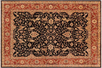 handmade Traditional Kafkaz Chobi Ziegler Black Rust Hand Knotted RECTANGLE 100% WOOL area rug 9 x 12